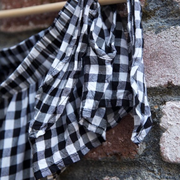 Aakaa gingham off the shoulder dress w/pockets - Picture 7 of 8